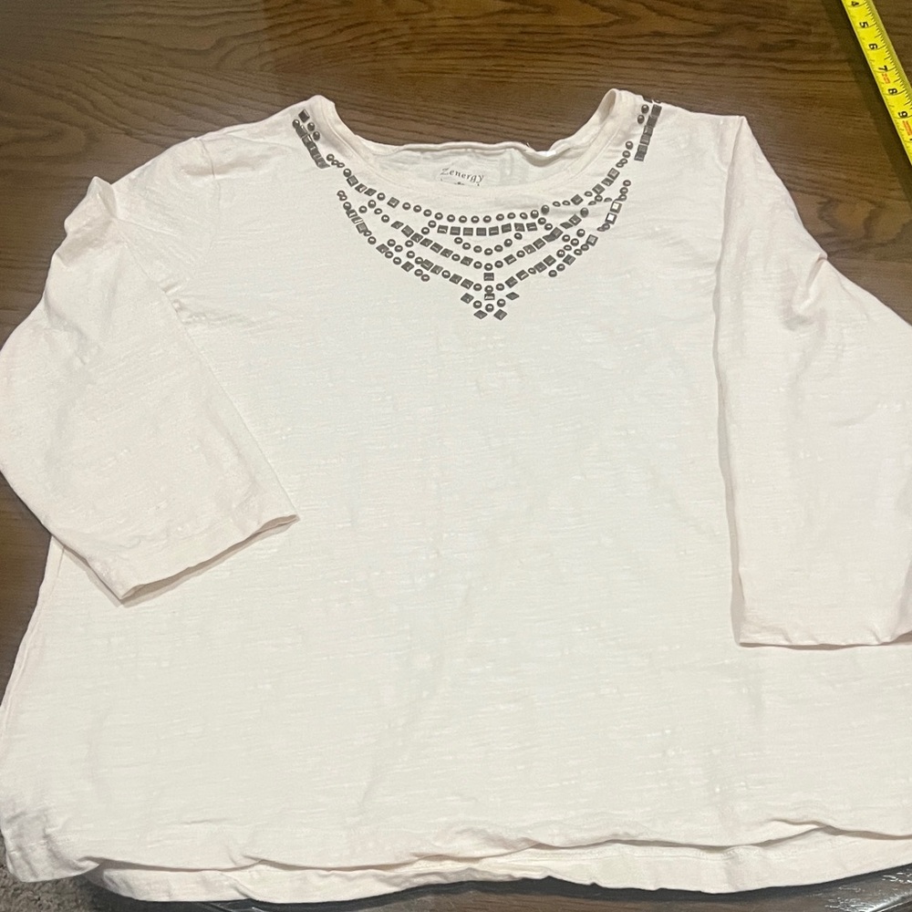 Chico’s embellished cream top